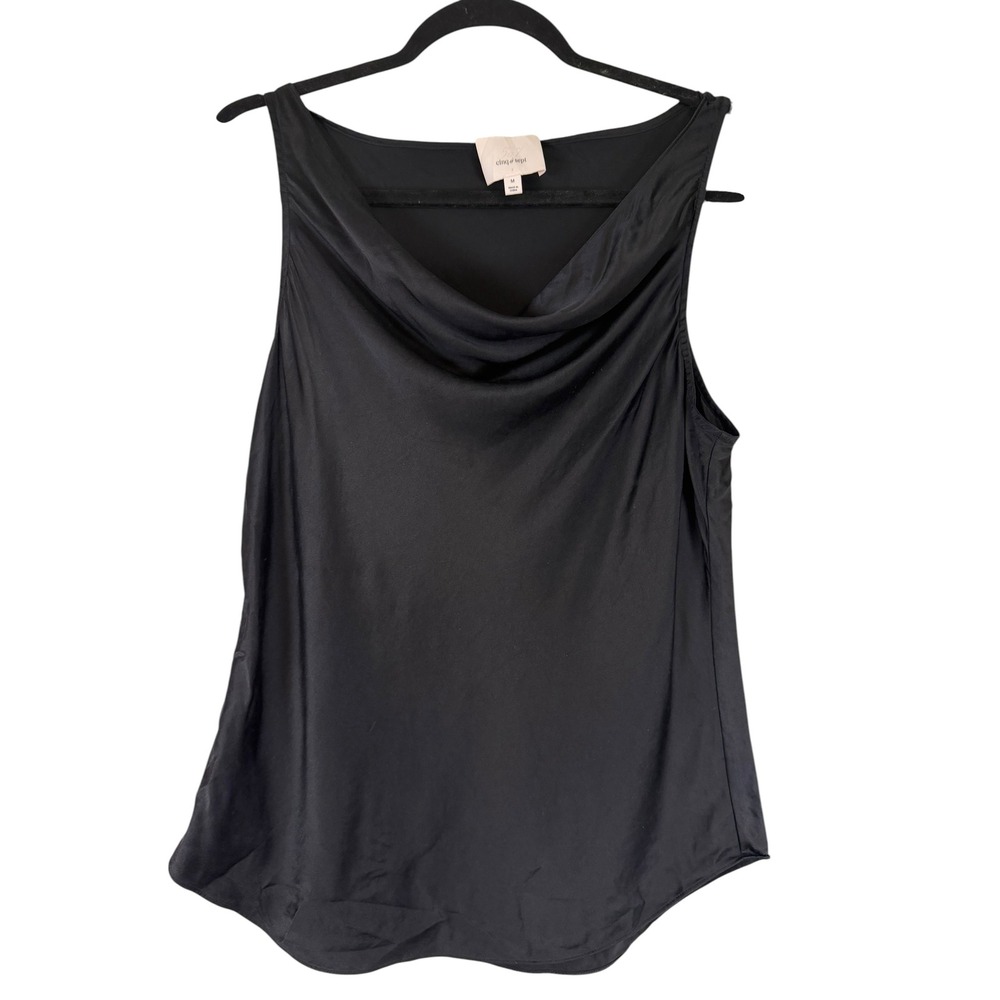 Cinq a Sept Black 100% Silk Cowl Neck Sleeveless Tank Top Medium